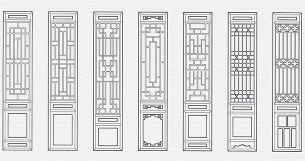 富阳常用中式仿古花窗图案隔断设计图